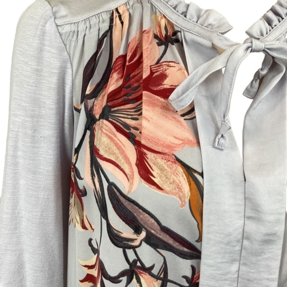 Anthropologie Meadow Rue Evella‎ Lavender Tie Neck Blouse Size XS Xsmall - Picture 5 of 9